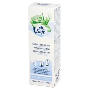 Crema Depilatoria con Aloe Vera y Manteca de Karité Piel Sensible Carrefour Soft 200 Ml.