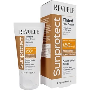 Crema Facial con Color Tono Dorado SPF 50+ Sunprotect Uso Diario para Todo Tipo de Piel Revuele