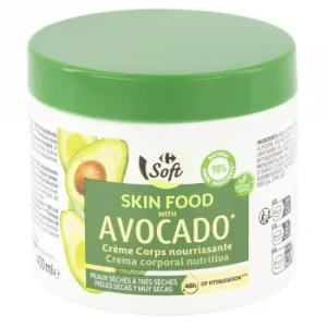 Crema Nutritiva Corporal con Aceite de Aguacate Soft Carrefour 400 Ml.