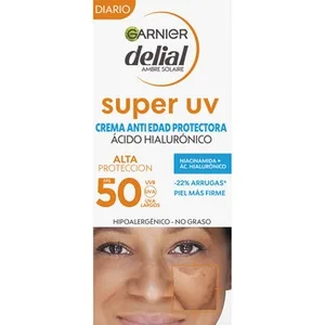 Crema Protectora Facial Anti-edad Super UV con Ácido Hialurónico Spf-50 Delial