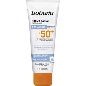 Crema Solar Facial Hidratante con Ácido Hialurónico Spf-50+ para Todo Tipo de Piel Babaria