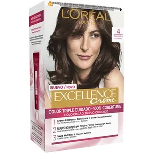 Creme Tinte Permanente Castaño Nº 4 Color Triple Cuidado con Pro-keratina + Ceramida + Ionene G Excellence