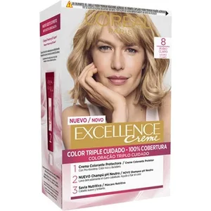 Creme Tinte Permanente Rubio Claro Nº 8 Color Triple Cuidado con Pro-keratina + Ceramida + Ionene G Excellence