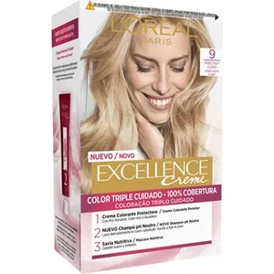 Creme Tinte Permanente Rubio Muy Claro Nº 9 Color Triple Cuidado con Pro-keratina + Ceramida + Ionene G Excellence
