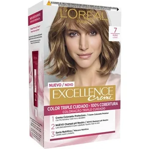 Creme Tinte Permanente Rubio Nº 7 Color Triple Cuidado con Pro-keratina + Ceramida + Ionene G Excellence