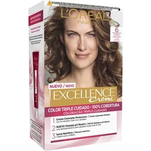 Creme Tinte Permanente Rubio Oscuro Nº 6 Color Triple Cuidado con Pro-keratina + Ceramida + Ionene G Excellence