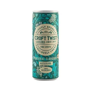 Croft Twist Vino Frizzante con un Toque de Flor de Saúco, Limón y Menta, Bjo en Calorias Lata 33 Cl. 250 UD