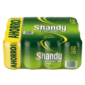 Cruzcampo Shandy Cervezas Sabor Limón  Pack 12 Usds. X 33 Cl. 3960 ML
