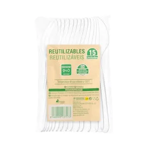 Cucharas de Plástico Bosque Verde Reutilizables 15 UD