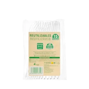 Cucharas Postre de Plástico Bosque Verde Reutilizables 15 UD
