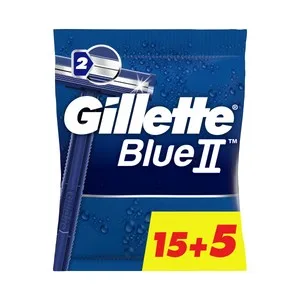 Gillette Cuchilla de Afeitar Desechable, con Cabezal Fijo de Doble Hoja Gillette Blue II 20 Uds 15 UD