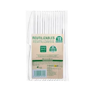 Cuchillos de Plástico Bosque Verde Reutilizables 15 UD