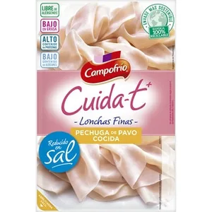 Cuida-t+ Pechuga de Pavo bajo en Grasa Reducido en Sal en Lonchas Finas sin Gluten sin Lactosa Campofrio 115 G
