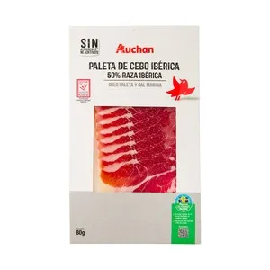 Alcampo Cultivamos LO Bueno  Paleta Ibérica de Cebo (50% Raza Ibérica), Cortada en Lonchas  80 G.