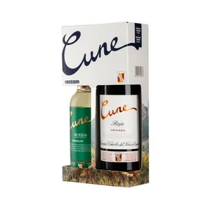 Cune Estuche con Botella de Vino Tinto Crianza D.o. Ca. Rioja y Botella de Vino Blanco D.o Rueda.