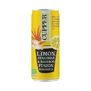 Cupper Fusión Bebida Ecológica con Sabor a Limón, Jenjibre y Rooibos Lata 25 Cl. 250 ML