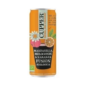 Cupper Fusión Bebida Ecológica con Sabor a Manzanilla, Melocotón y Naranja Lata 25 Cl. 250 ML