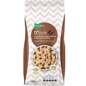 D' Style Cereales de Desayuno en Copos de Arroz y Trigo Integral con Chocolate Negro el Corte Ingles 450 G