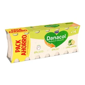 Danacol Yogurt Líquido Sabor Lima - Limón, que Ayuda a Controlar el Colesterol 14 X 96 Ml. 1344 ML