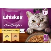 Gelatina de Aves Delight para Gato Whiskas, Pack 4x85 G