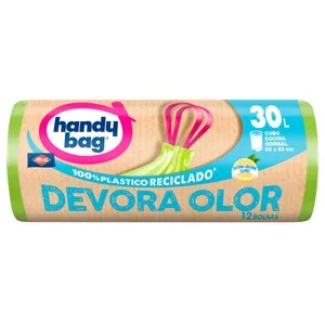 Handy BAG Bolsa de Basura Devora Olor 100% Plástico Reciclado12b 30l 12 UD
