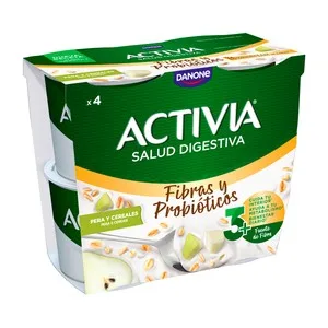 Activia de Danone Bífidus con Pera y Cereales 4 X 115 G. 460 G