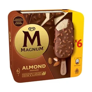 Magnum de Frigo Helado de Vainilla Recubierto de Chocolate con Almendras 6 X 100 Ml. 600 ML