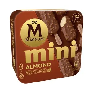 Magnum de Frigo Mini Bombón Helado de Vainilla Recubierto de Chocolate con Leche y Almendras 6 X 60 Ml. 330 ML