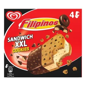 Filipinos de Frigo Sandwich XXL de Helado de Galleta con Chips de Galletas de Chocolate 4 X 130 Ml. 520 ML