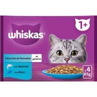Gelatina de Pescado para Gato Whiskas, Pack 4x85 G