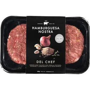 Del Chef Burger Meat 2 Unidades Hechas a Mano sin Gluten con Carne de Vacuno, Cebolla Pochada, Pistacho y Condimento a la Trufa Blanca Hamburguesa Nostra