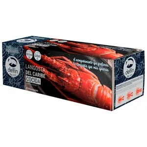 Delfín Langosta del Caribe, Entera, Cocida en Agua de Mar y Ultracongelada 575 / 630 G. 575 G