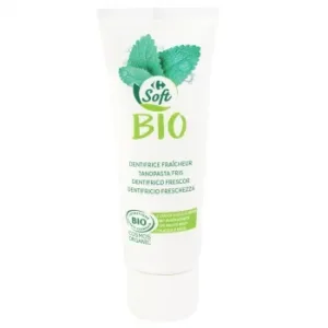 Dentífrico Frescor con Agua de Menta Soft Bio Carrefour 75 Ml.