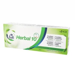 Dentífrico Herbal 10 Soft Carrefour Pack de 2 Unidades de 75 Ml.