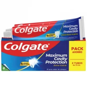 Dentífrico Protección Caries Maximum Caries Protection Colgate Pack de 2 Unidades de 75 Ml.