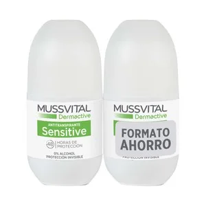 Mussvital Dermactive Sensitive Desodorante Roll On Protección Antitranspirante hasta 48 Horas 2 X 75 Ml. 150 ML