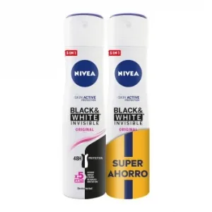 Desodorante en Spray Black & White Invisible Original Nivea Pack de 2 Unidades de 200 Ml.
