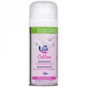 Desodorante en Spray con Extracto de Algodón Soft Carrefour 100 Ml.