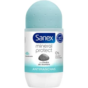 Desodorante Roll-on Mineral Protect con Piedra de Alumbre Anti-manchas 48h Unisex 0% Alcohol y Colorantes Sanex