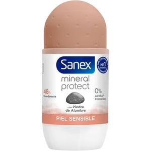 Desodorante Roll-on Mineral Protect con Piedra de Alumbre Piel Sensible 48h 0% Alcohol y Colorantes Sanex