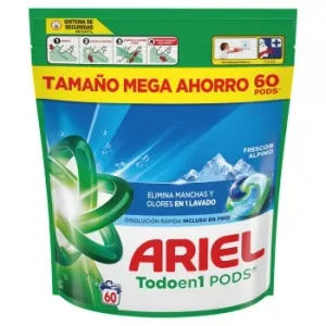 Detergente a Maquina en Cápsulas Frescor Alpino Ariel Pods 60 Lavados.