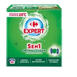 Detergente en Capsulas 5en1 Optima Clean Expert Carrefour 30 Lavados.
