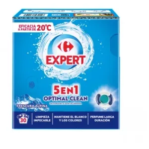 Detergente en Capsulas 5en1 Optimal Clean Frescura Alpina Expert Carrefour 30 Lavados.