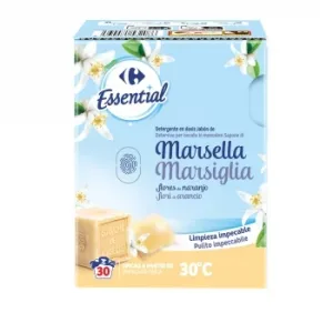 Detergente en Capsulas Jabón de Marsella y Flores de Naranjo Essential Carrefour 30 Lavados.
