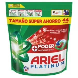 Detergente en Cápsulas +poder Quitamanchas Platinum Ariel 44 Lavados.