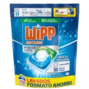Detergente en Cápsulas Power Caps Wipp Express 70 Ud.