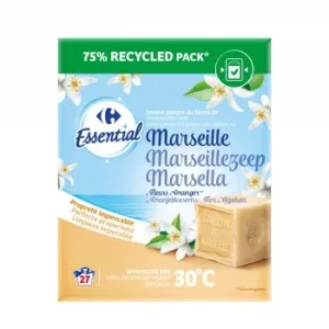 Detergente en Polvo con Jabón de Marsella Essential Carrefour 27 Lavados.