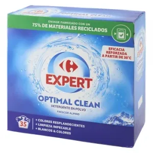 Detergente en Polvo Frescor Alpino Expert Carrefour 35 Lavados.