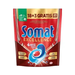 Somat Detergente en Cápsulas para Lavavajillas Somat Excellence 18 + 3 Uds X 17,3 G. 362 G