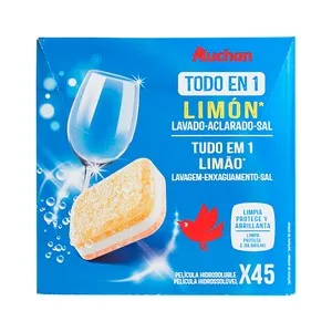 Producto Alcampo Detergente para Lavavajilas, Todo en 1, Limón Producto Alcampo 45 Uds. X 16 G. 720 G